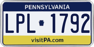 PA license plate LPL1792