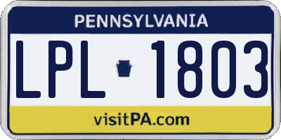 PA license plate LPL1803