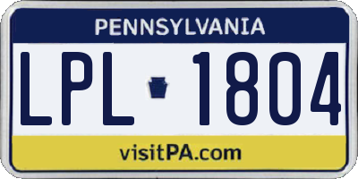 PA license plate LPL1804