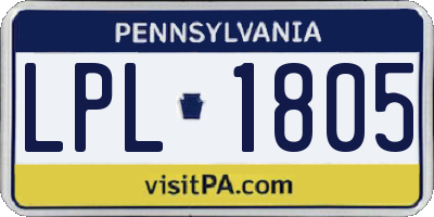 PA license plate LPL1805