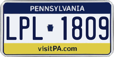 PA license plate LPL1809