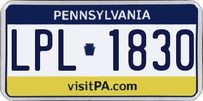 PA license plate LPL1830
