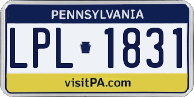 PA license plate LPL1831