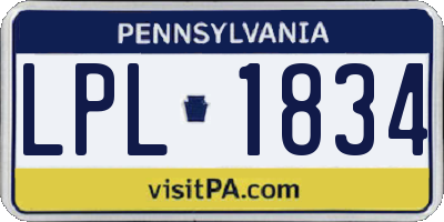 PA license plate LPL1834