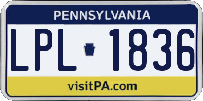 PA license plate LPL1836