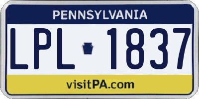 PA license plate LPL1837