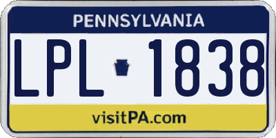 PA license plate LPL1838