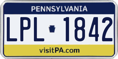 PA license plate LPL1842