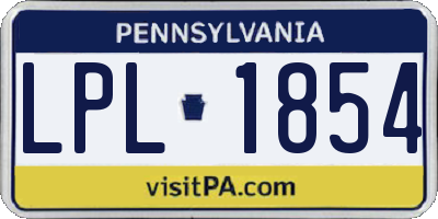 PA license plate LPL1854