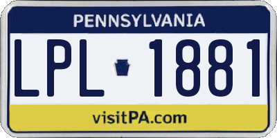 PA license plate LPL1881