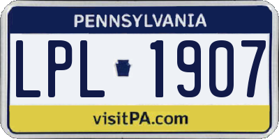 PA license plate LPL1907