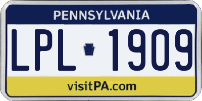 PA license plate LPL1909