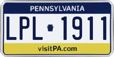 PA license plate LPL1911