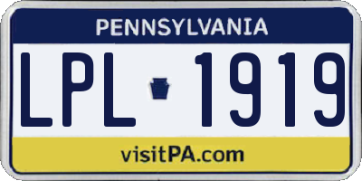 PA license plate LPL1919