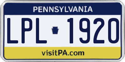 PA license plate LPL1920