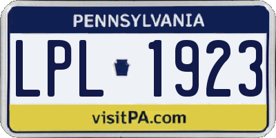 PA license plate LPL1923