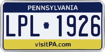 PA license plate LPL1926