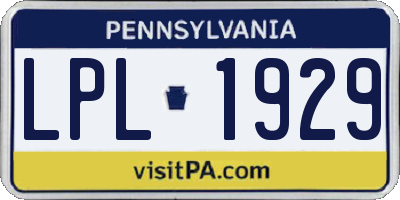 PA license plate LPL1929