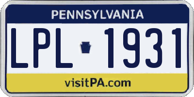 PA license plate LPL1931