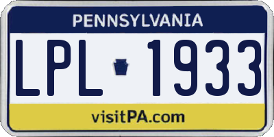 PA license plate LPL1933