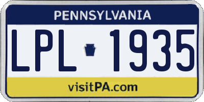 PA license plate LPL1935