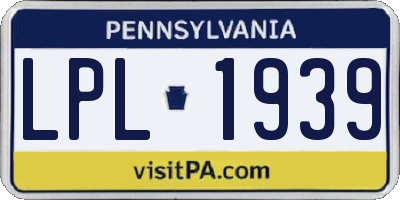 PA license plate LPL1939