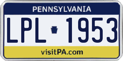 PA license plate LPL1953
