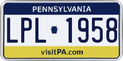 PA license plate LPL1958