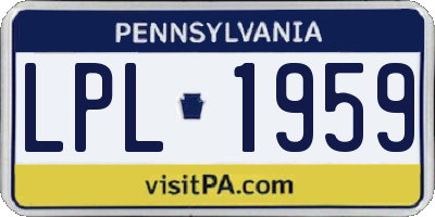 PA license plate LPL1959