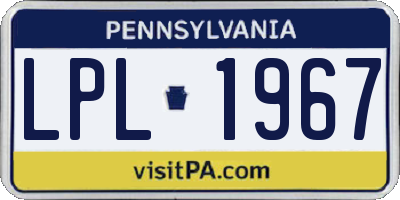 PA license plate LPL1967