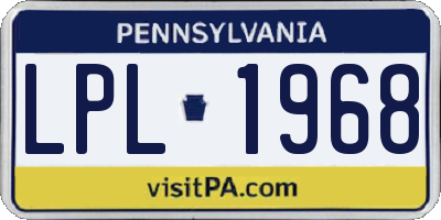 PA license plate LPL1968