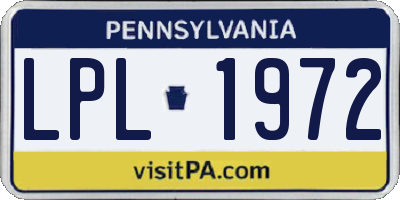 PA license plate LPL1972
