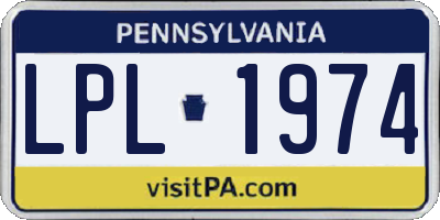 PA license plate LPL1974
