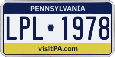 PA license plate LPL1978