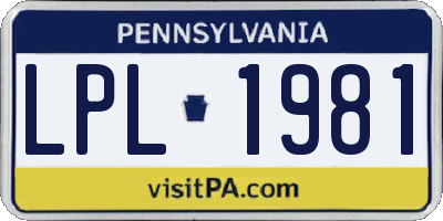 PA license plate LPL1981