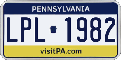PA license plate LPL1982