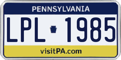 PA license plate LPL1985