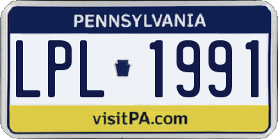 PA license plate LPL1991