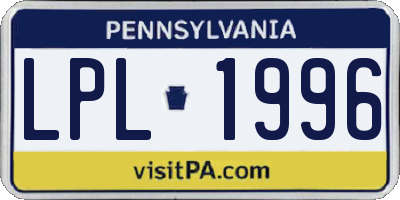 PA license plate LPL1996