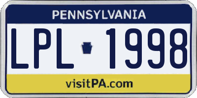 PA license plate LPL1998