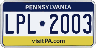 PA license plate LPL2003