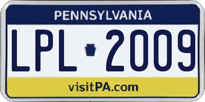 PA license plate LPL2009