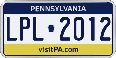 PA license plate LPL2012