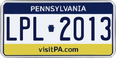 PA license plate LPL2013