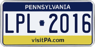 PA license plate LPL2016