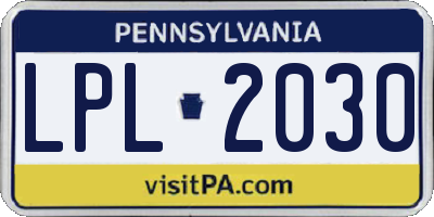 PA license plate LPL2030