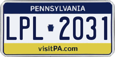 PA license plate LPL2031