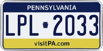 PA license plate LPL2033