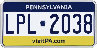 PA license plate LPL2038