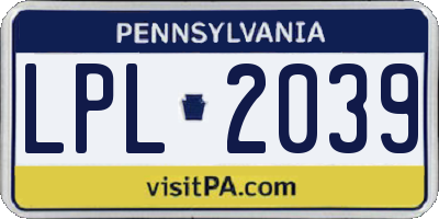 PA license plate LPL2039